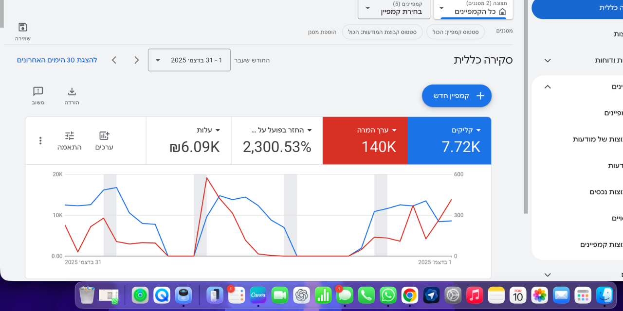 צילום מסך מתוך Google Ads
